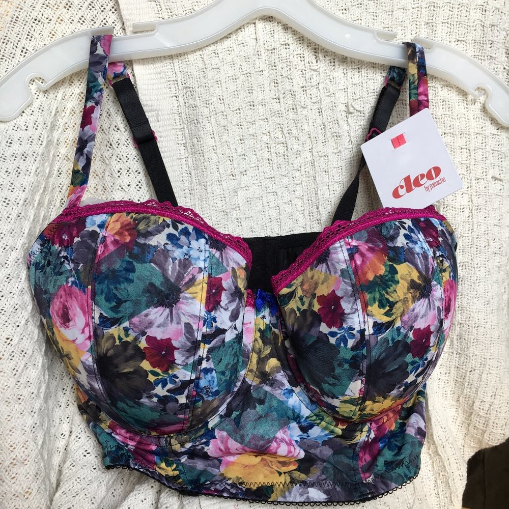 Cleo by Panache Longline Bra: Flower Print